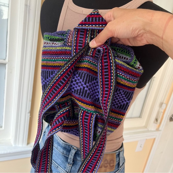 Pinzon Mexican woven mini backpack purple multi - Picture 12 of 14
